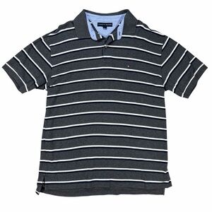 Vintage Y2K 07  Tommy Hilfiger Shirt Mens XL Polo Striped Short Sleeve Gray